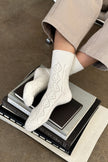 Cashmere Pointelle Socks in Cream