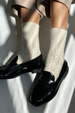 Cashmere Pointelle Socks in Cream