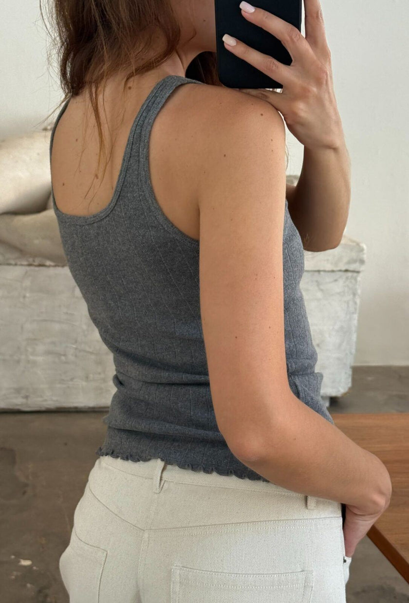 Cory Tee Pointella in Dark Grey Melange