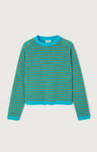 Ekewood Sweater in Curacao and pale khaki stripes
