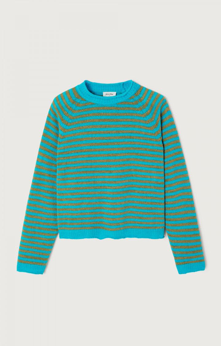 Ekewood Sweater in Curacao and pale khaki stripes