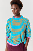 Ekewood Sweater in Curacao and pale khaki stripes