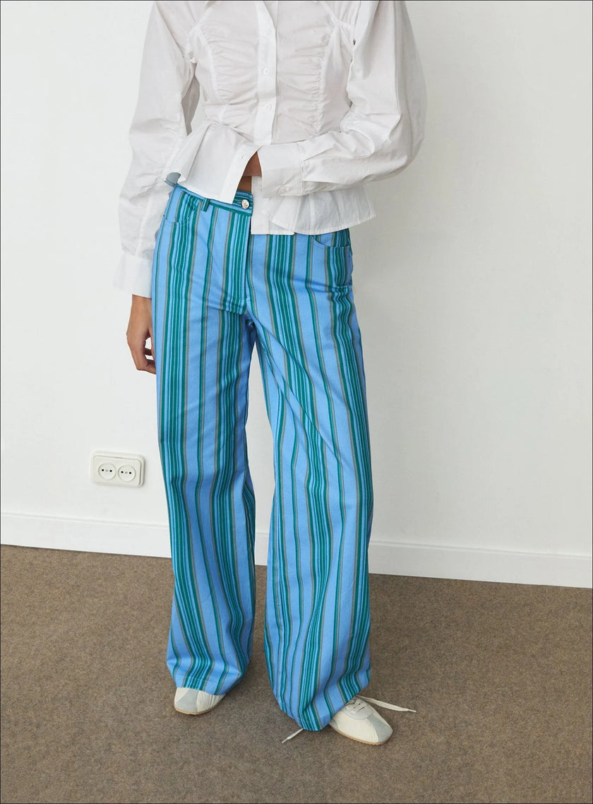 Leroy Blue Striped Twill Pants