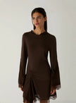 Siss Brown Knit Short Dress