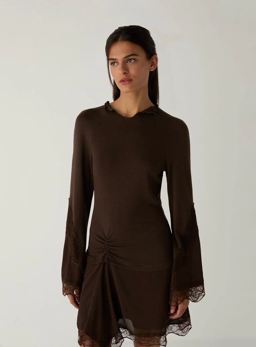 Siss Brown Knit Short Dress