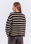 Halli Striped Knit Cardigan in Brown With Yellow Stripe