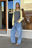 Polly Contrast Knit in Grey Melange/Bright Yellow