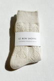Cashmere Pointelle Socks in Cream