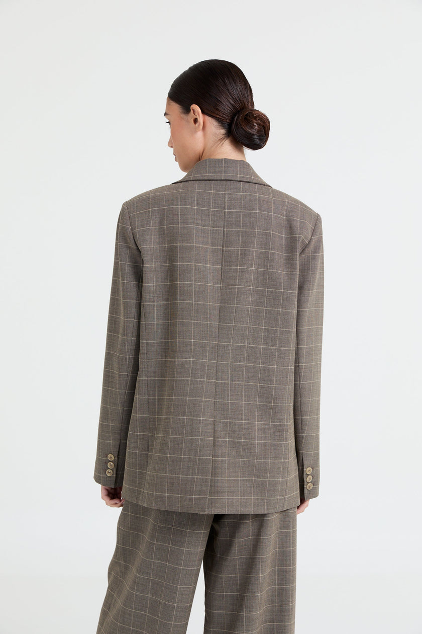 Indy Blazer in Stone Grey Checked