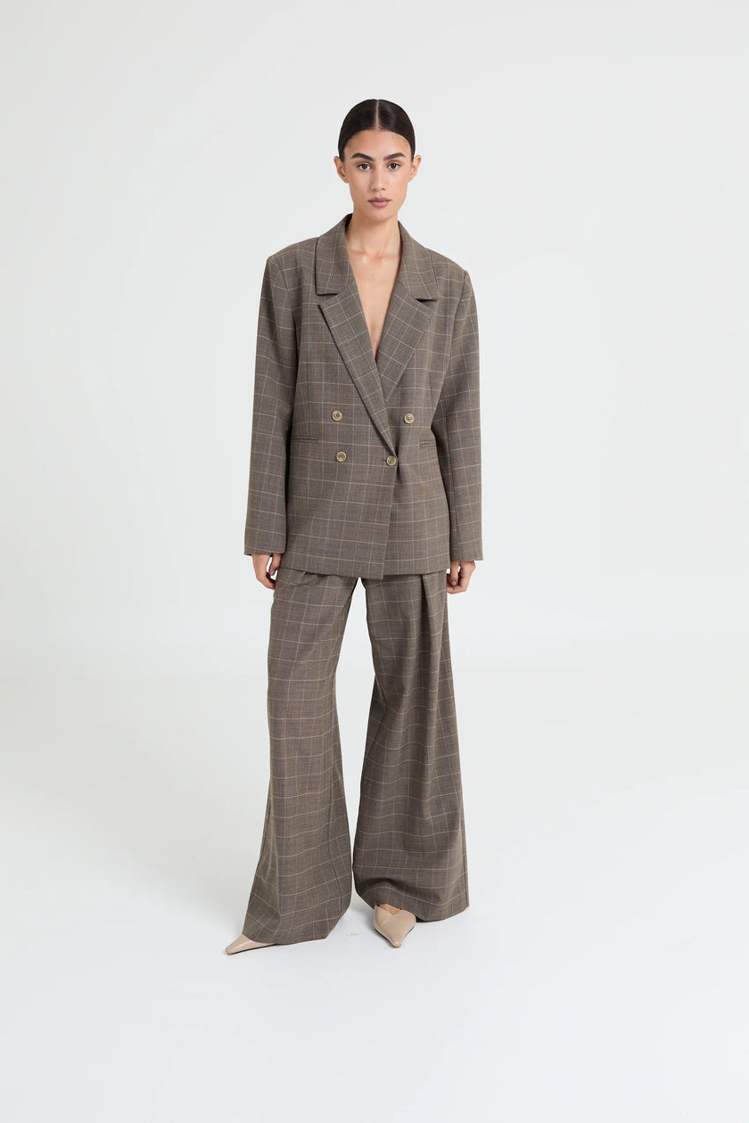 Indy Blazer in Stone Grey Checked