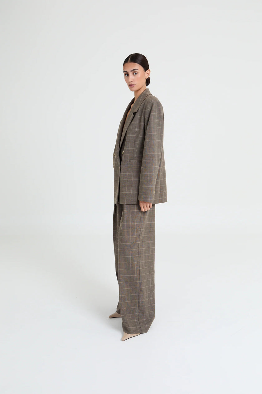Indy Blazer in Stone Grey Checked