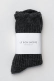 Linen Scallop Sock in Charcoal