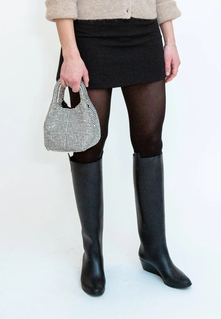 Merry Rhinestone Bag in Shiny Silver