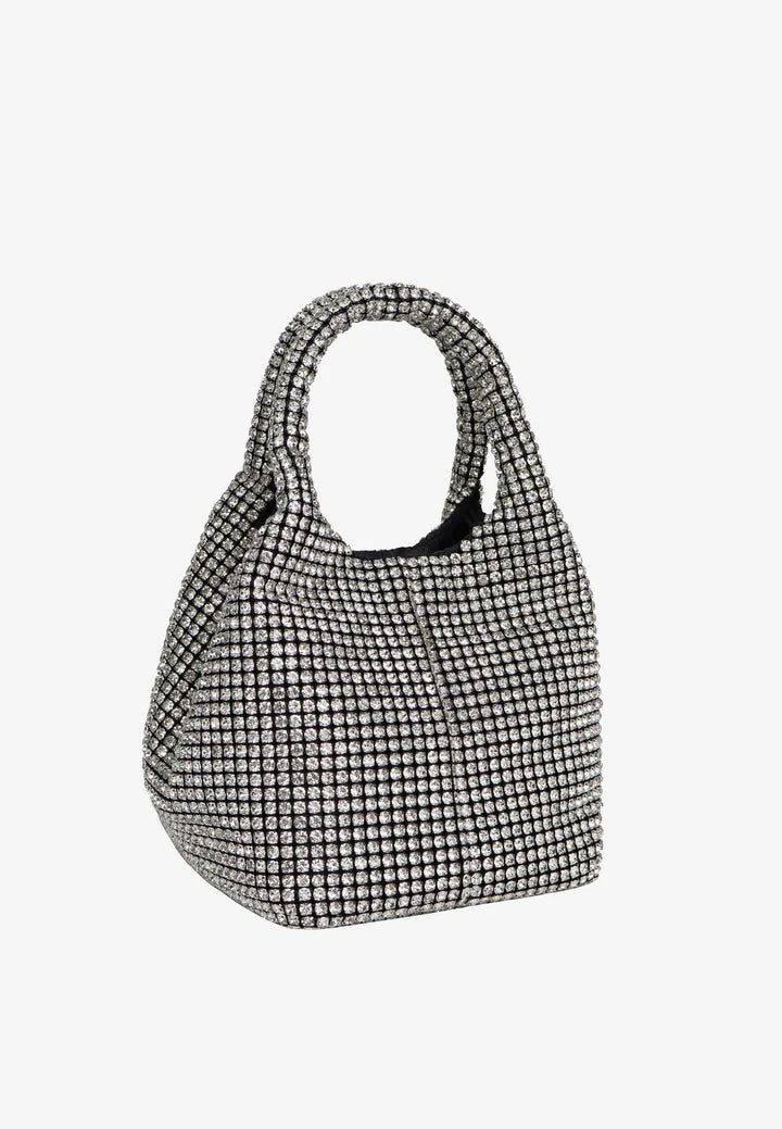 Merry Rhinestone Bag in Shiny Silver