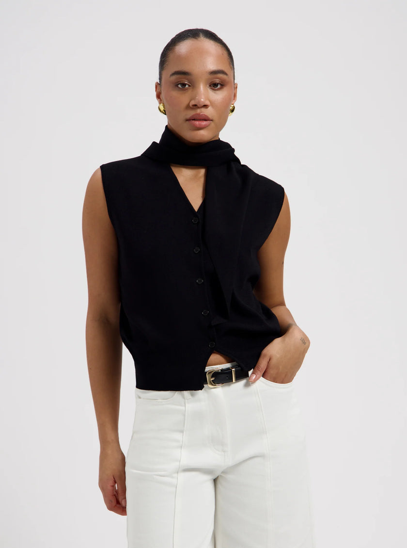 Nika Scarf Top in Black
