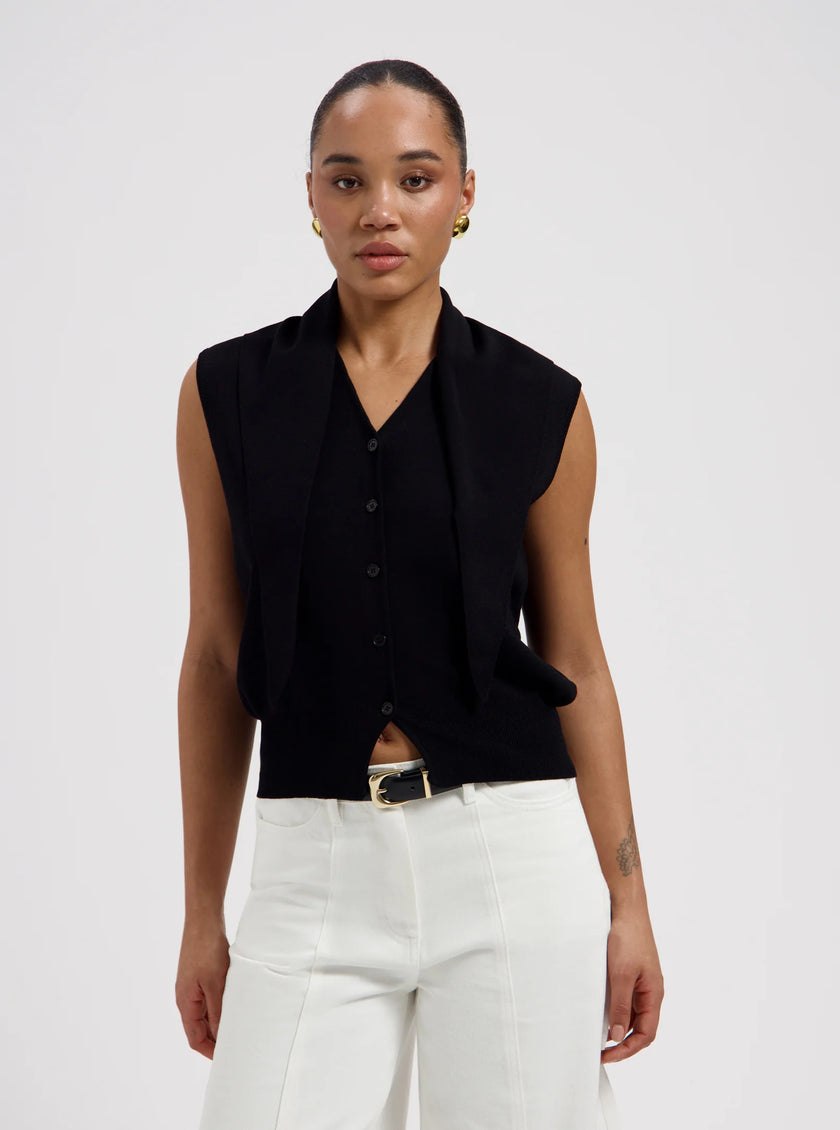 Nika Scarf Top in Black