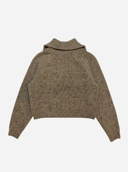Clairie High Zip Cardigan in Sand