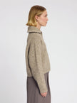 Clairie High Zip Cardigan in Sand