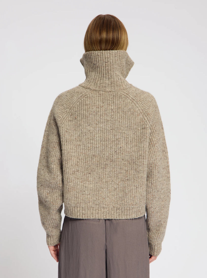 Clairie High Zip Cardigan in Sand