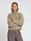Clairie High Zip Cardigan in Sand