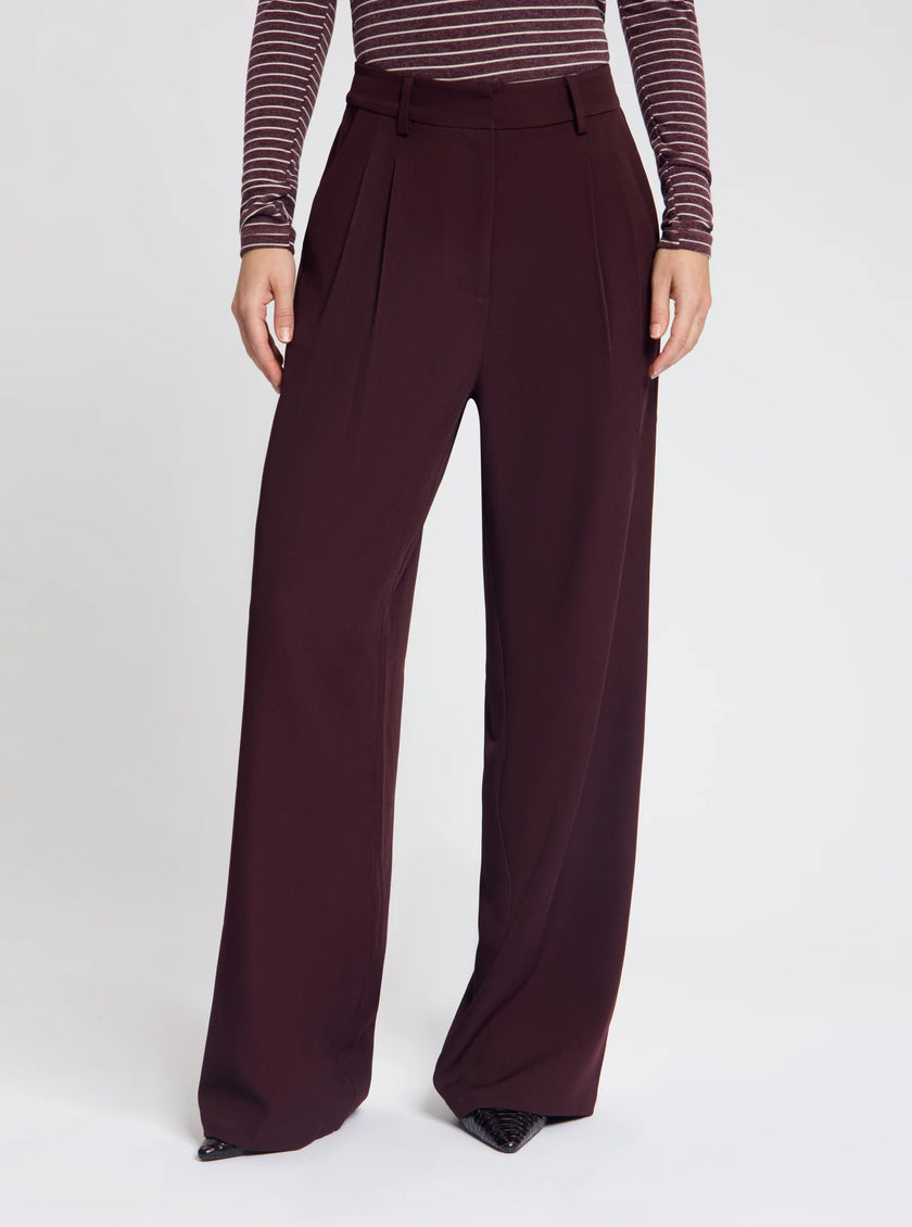Josie Pleated Trousers in Burgundy