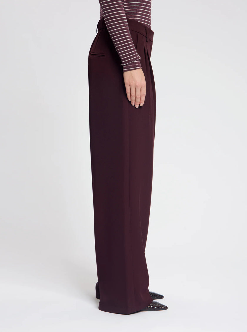 Josie Pleated Trousers in Burgundy