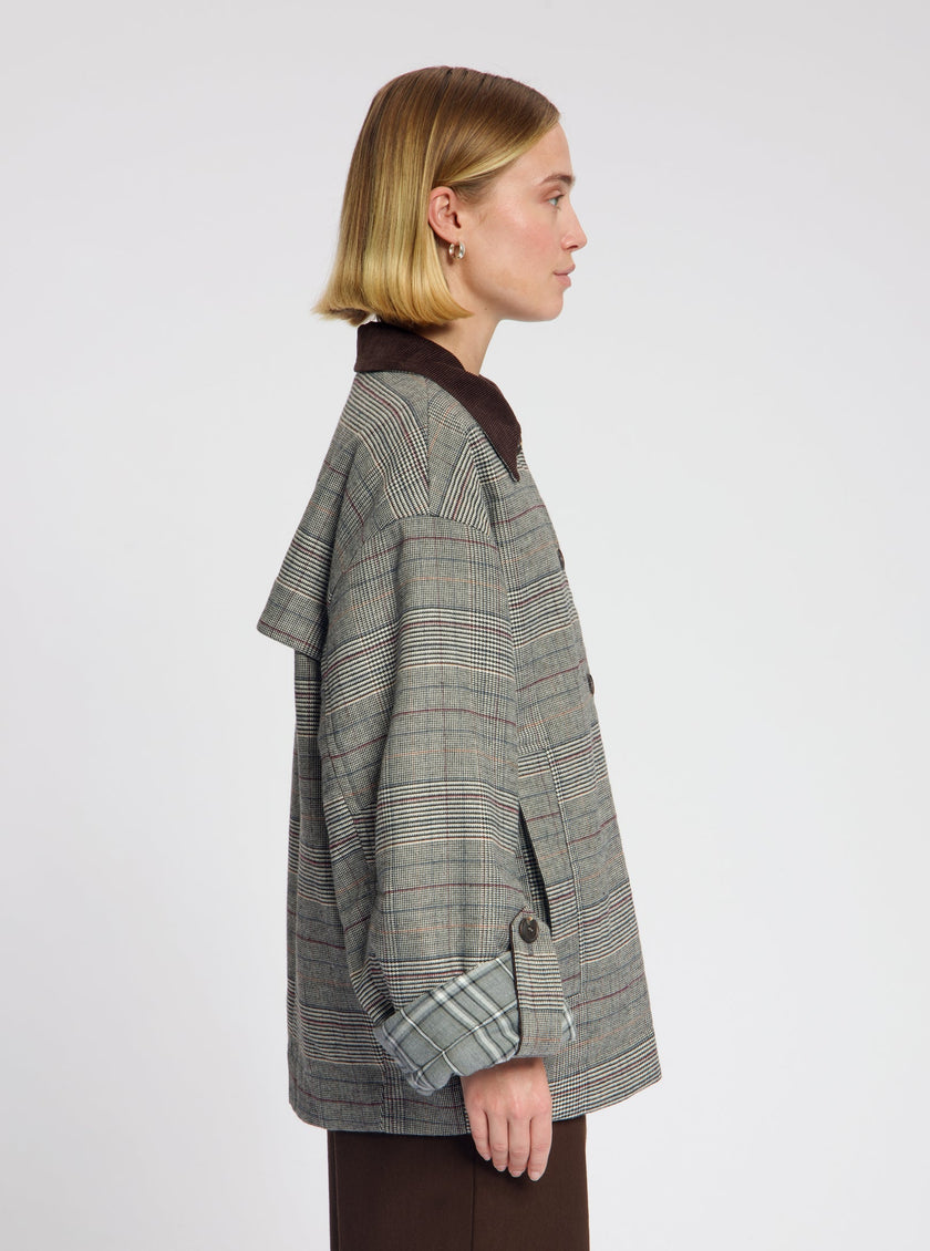 Jenny Check Jacket in Light Grey