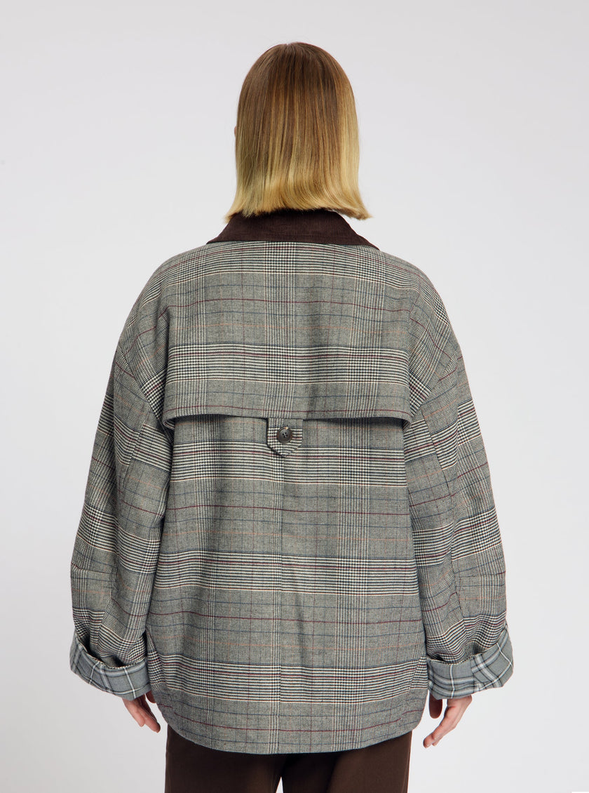 Jenny Check Jacket in Light Grey
