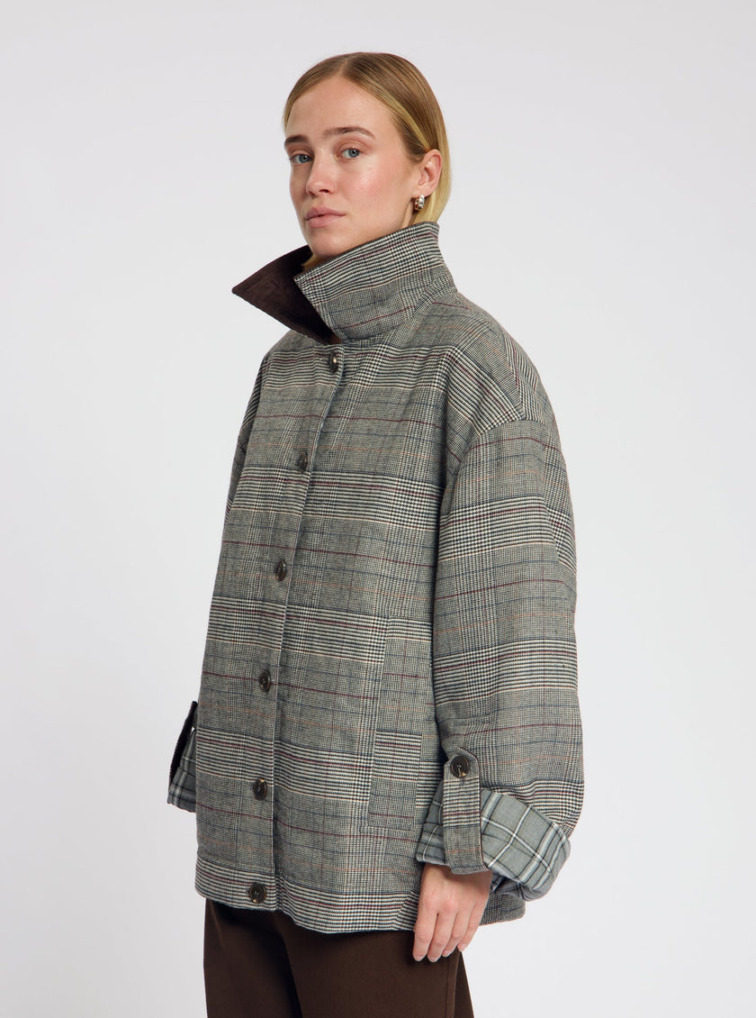 Jenny Check Jacket in Light Grey