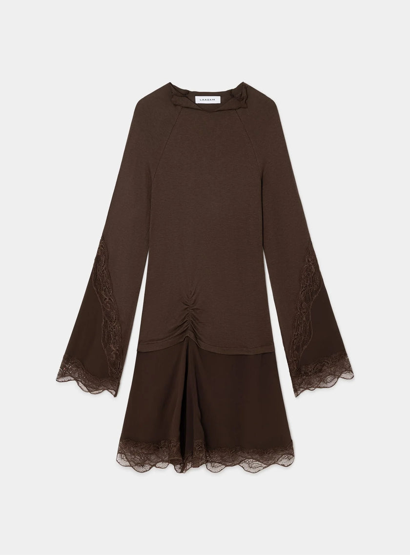 Siss Brown Knit Short Dress
