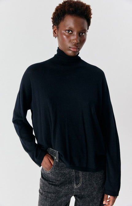 Toima High Collar Sweater in Black