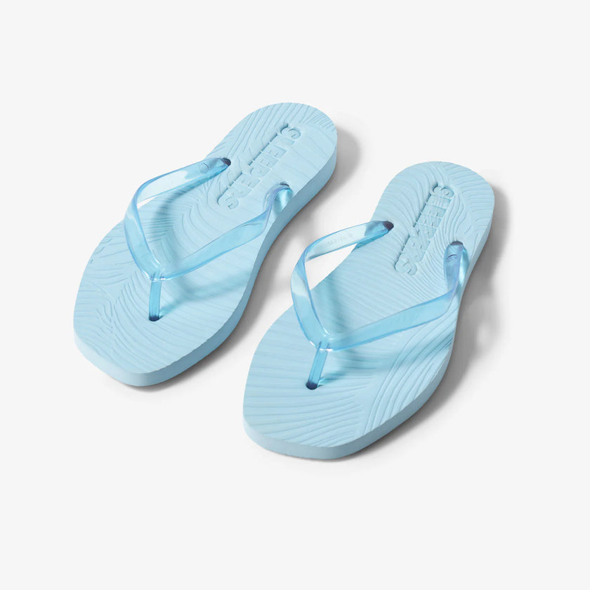 Tapered Platform Transparent Blue Slippers