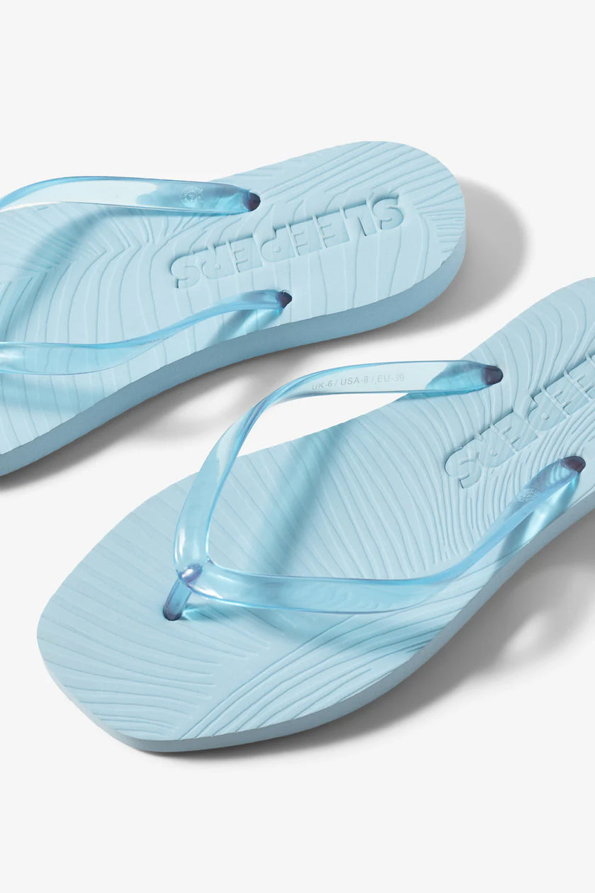 Tapered Platform Transparent Blue Slippers