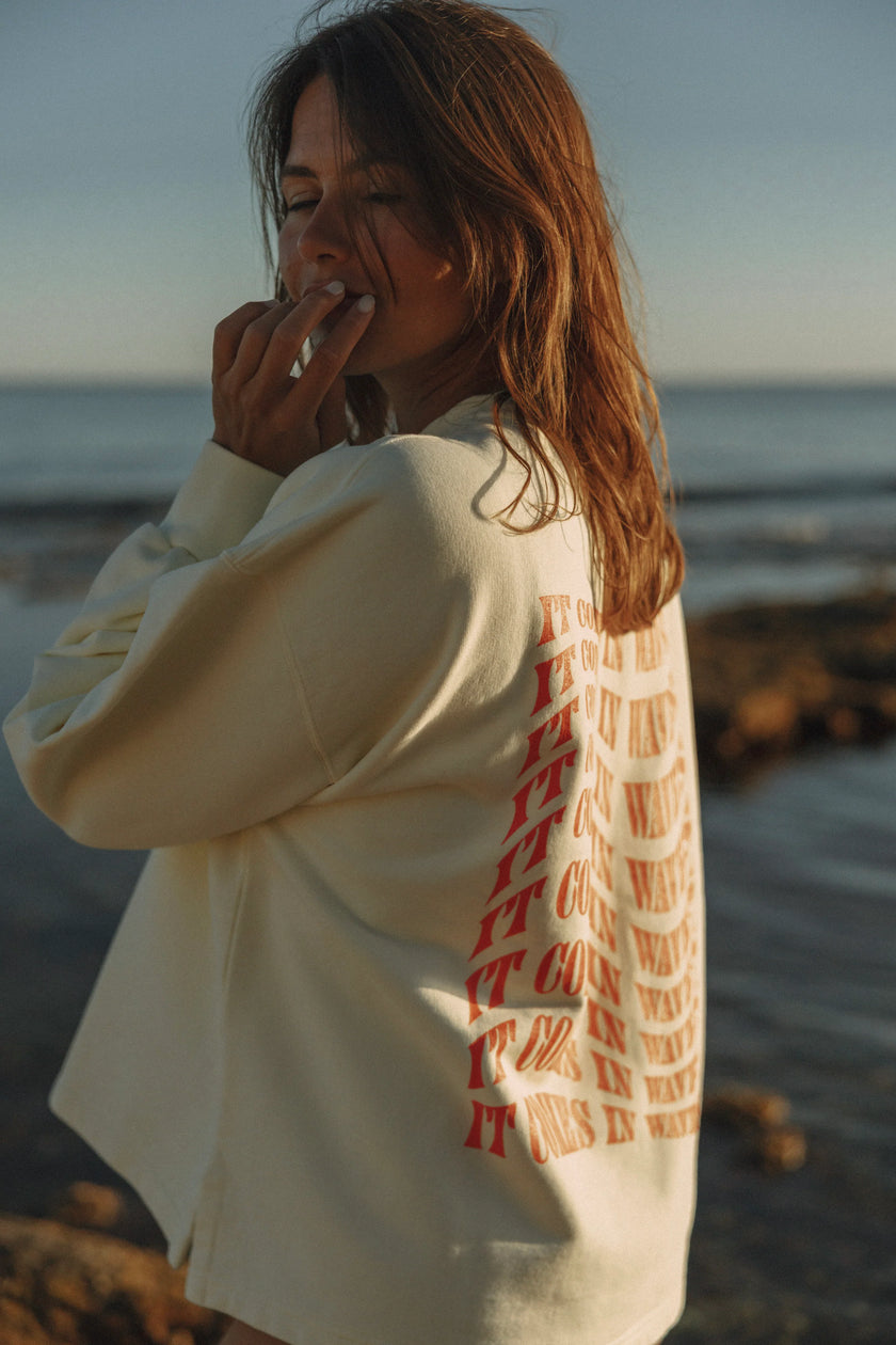 Waves Oversized Sweater in Butter and Neon