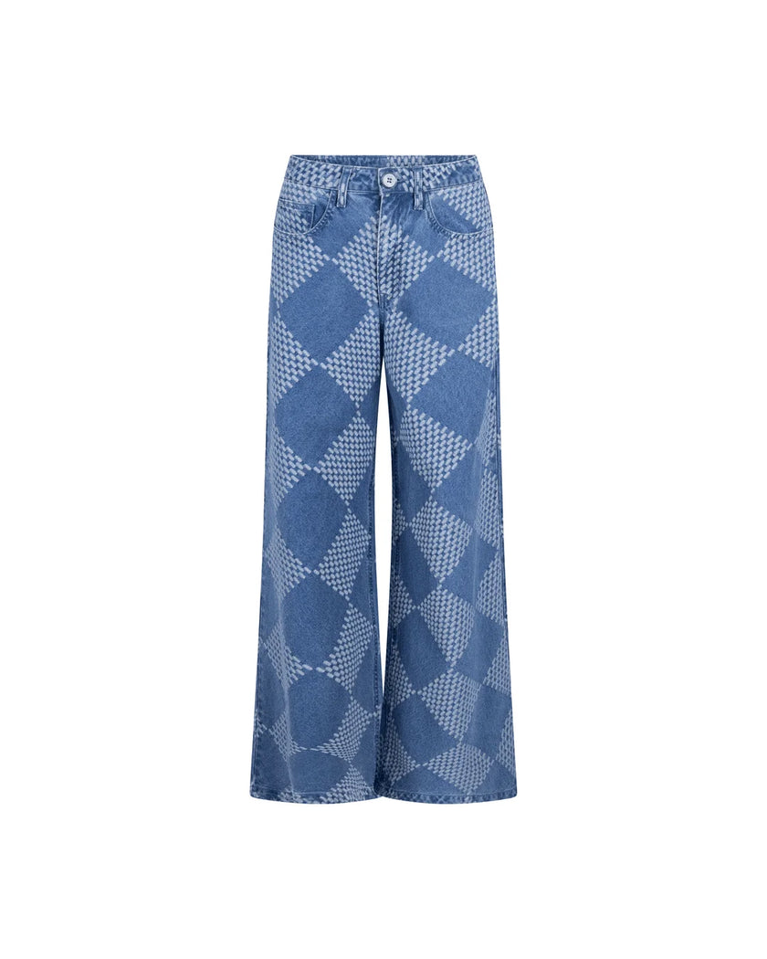 Moore Demin Wide Pants in Checked