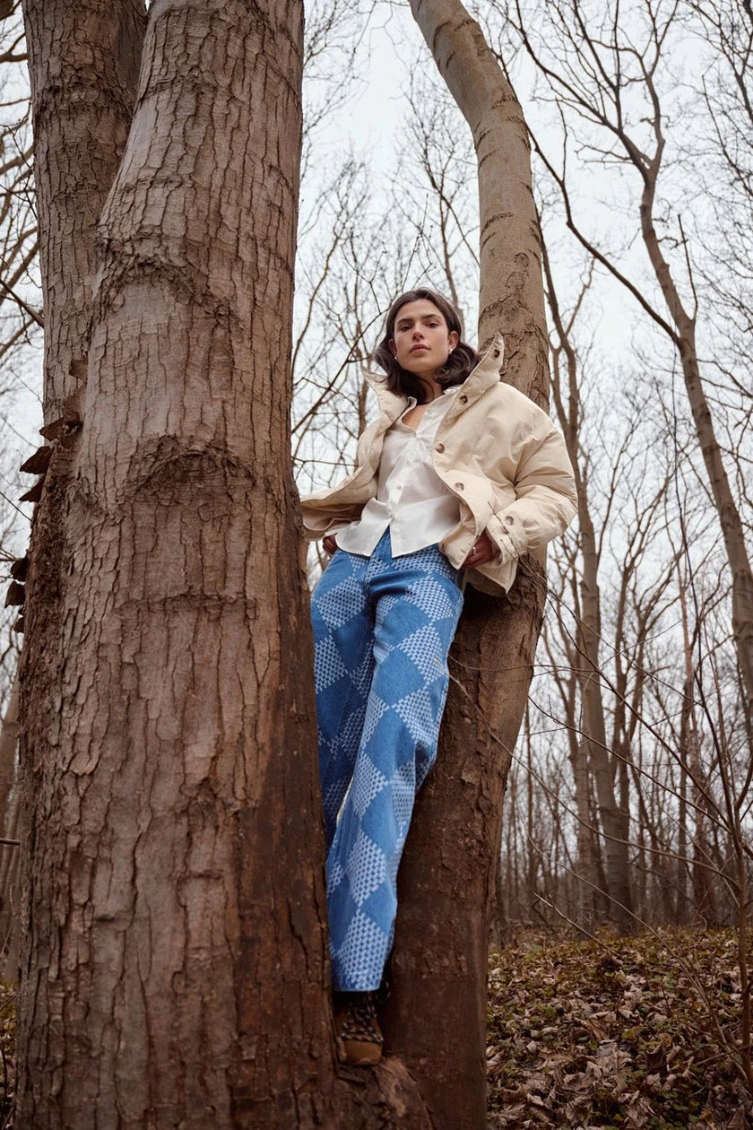 Moore Demin Wide Pants in Checked