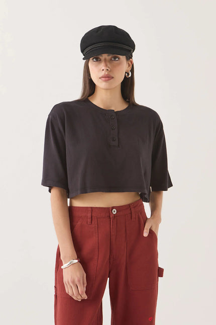 Carefree Organic Cropped Tee in Black