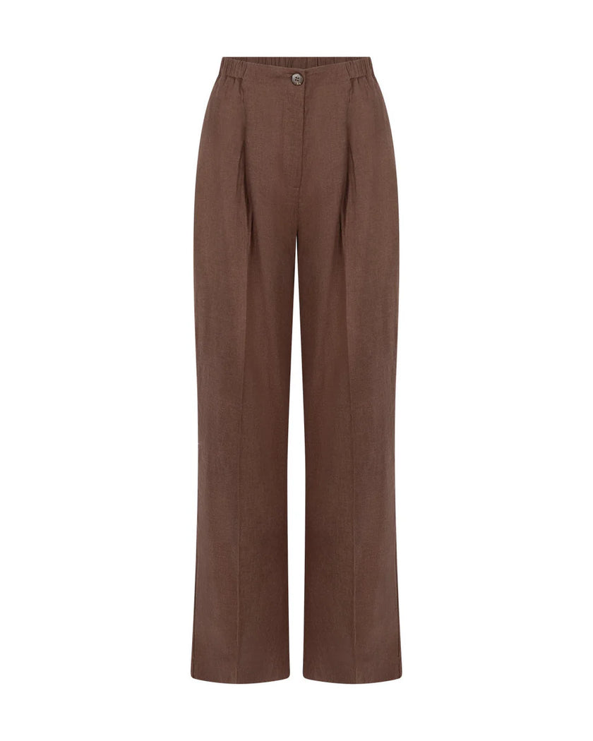 Maddy Linen Pants in Chocolate Fondant