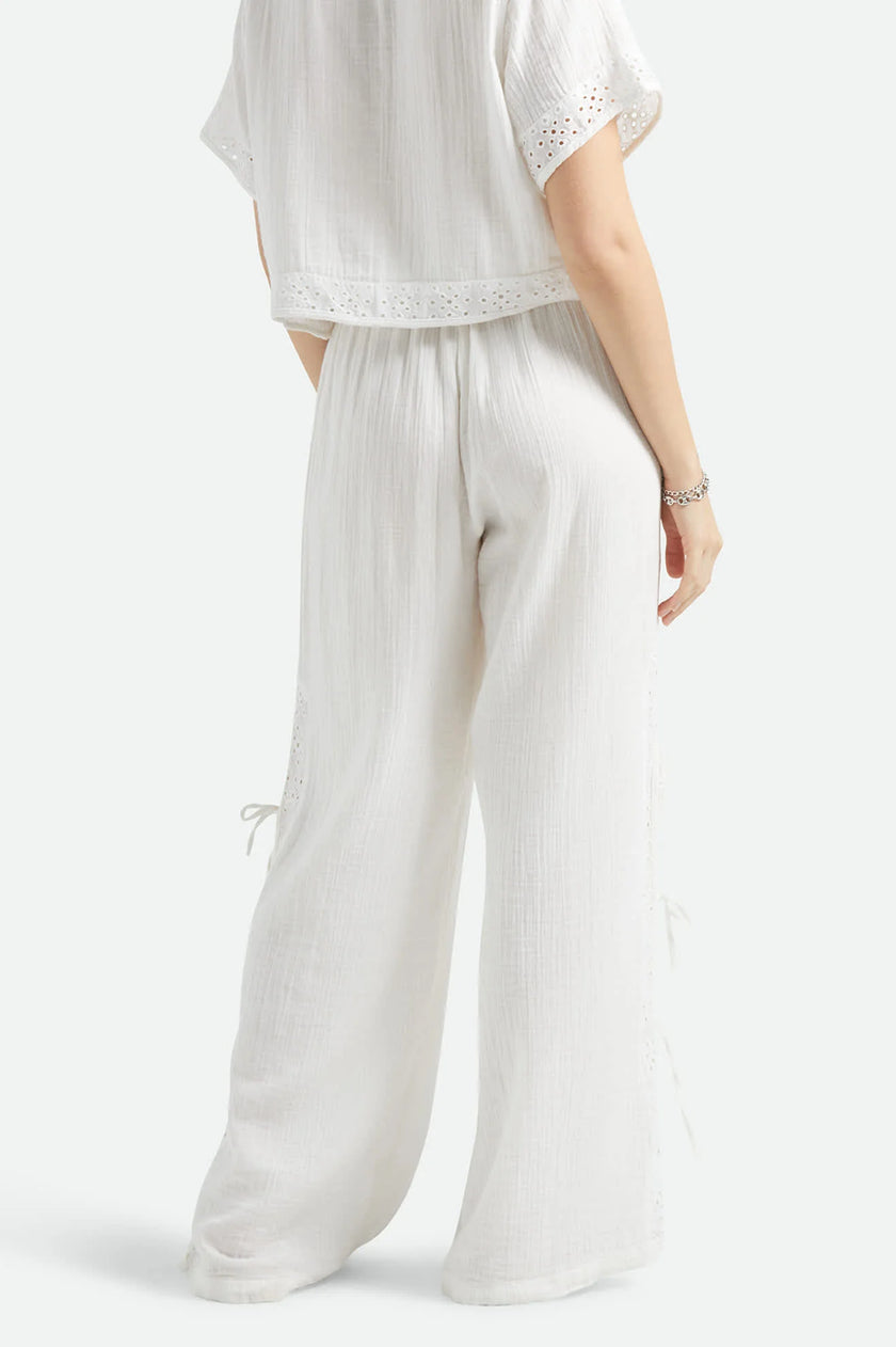 Seaside Eyelet Wide Leg Pants In Off White