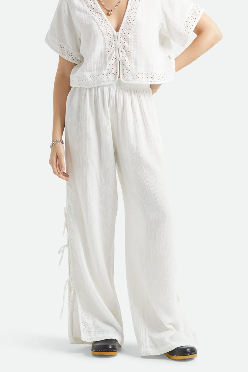 Seaside Eyelet Wide Leg Pants In Off White